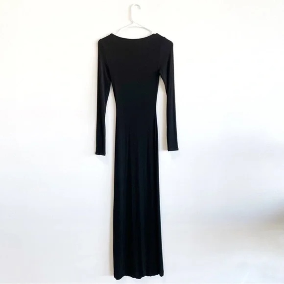 NEW SMALL SKIMS ONYX BLACK SOFT LOUNGE LONG SLEEVE DRESS - Picture 6 of 7